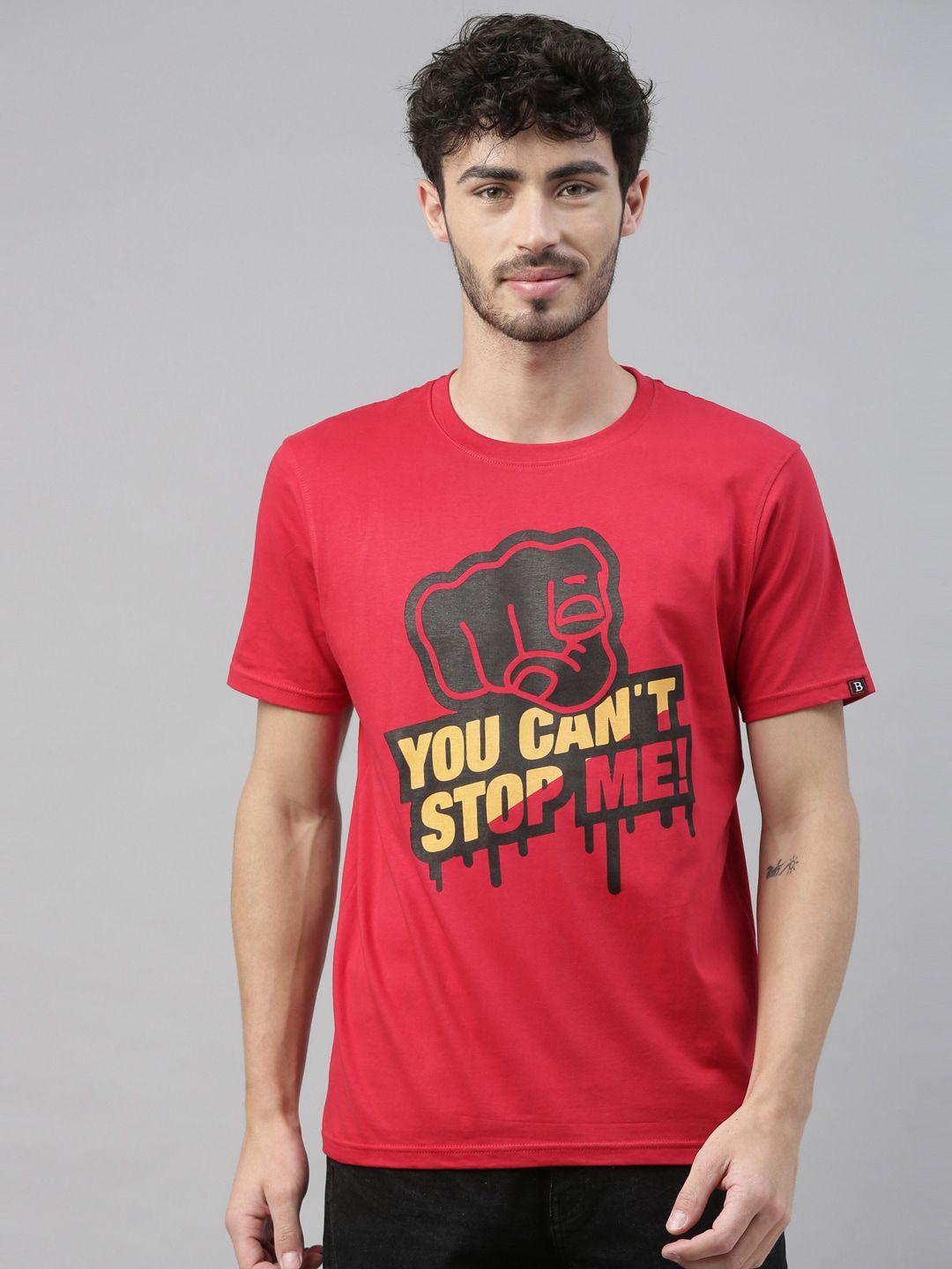 bushirt men red & black you can't stop me printed t-shirt