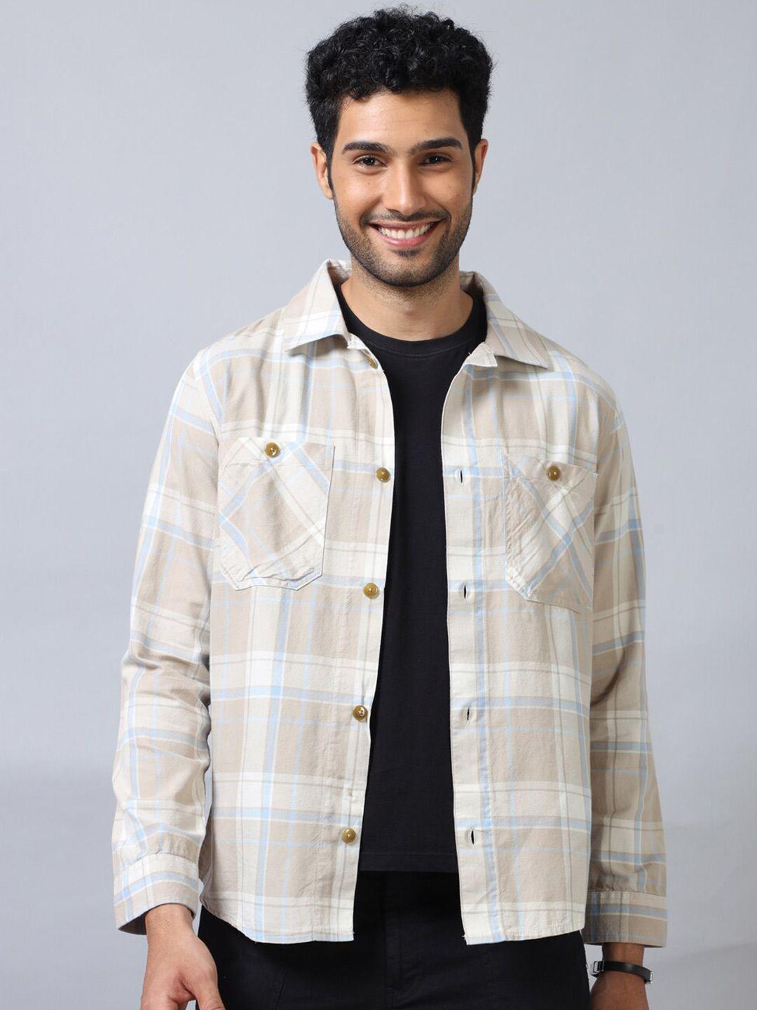 bushirt spread collar long sleeves comfort opaque checked party shirt
