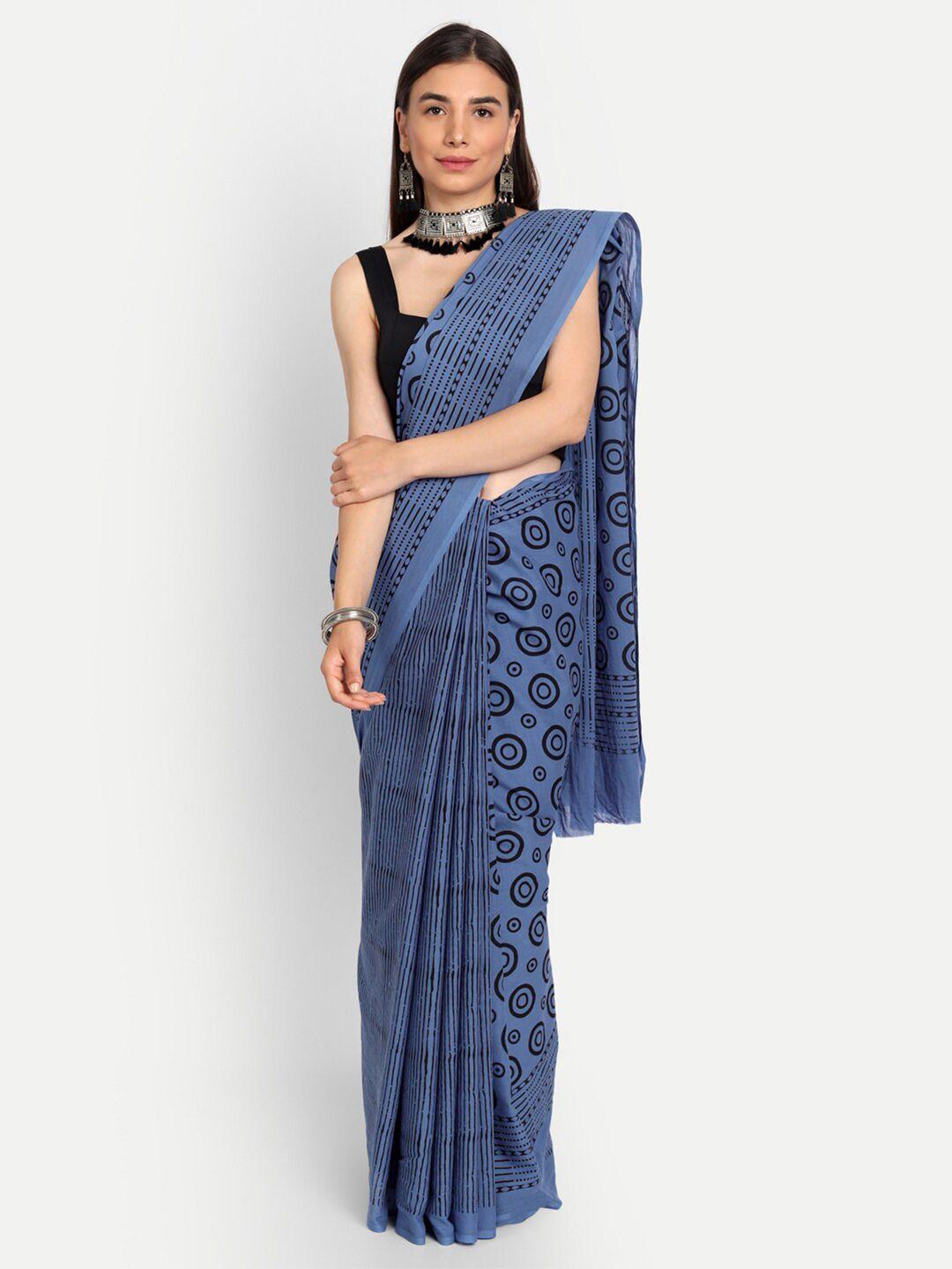 buta buti blue & black pure cotton saree