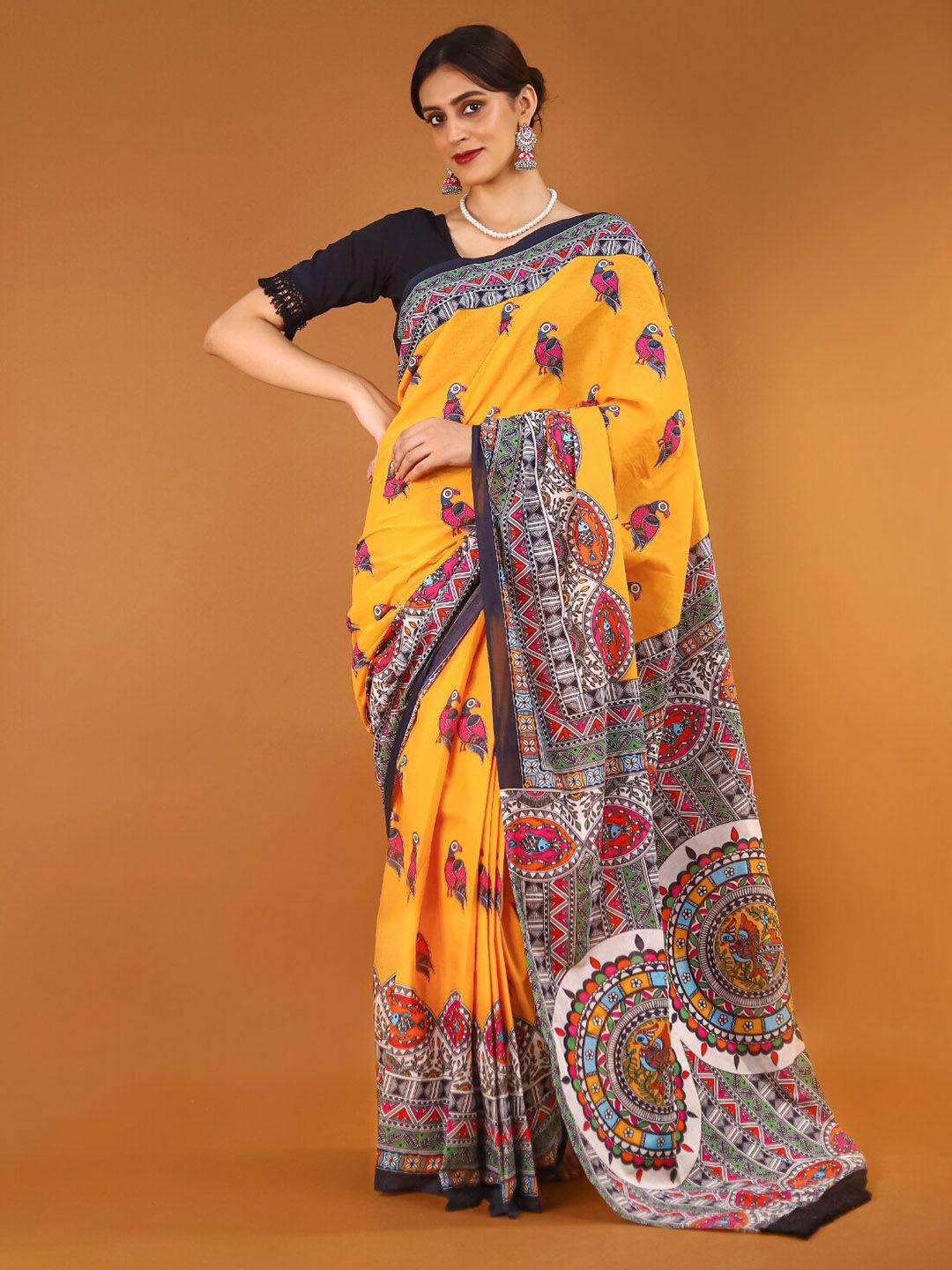 buta buti ethnic motifs printed pure cotton saree