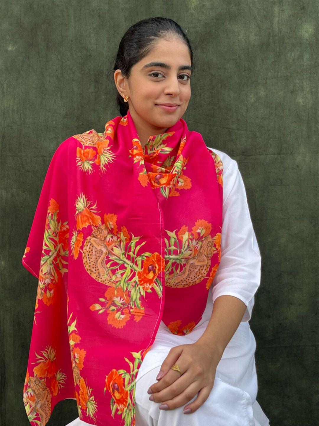 buta buti floral printed cotton scarf