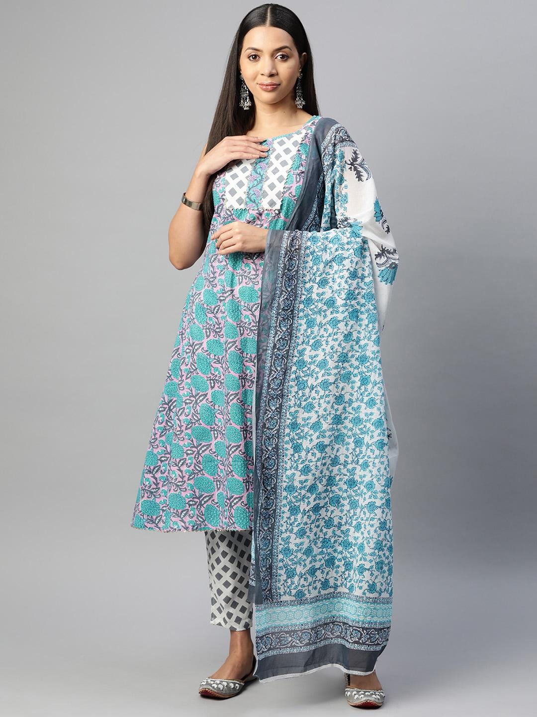 buta buti printed pure cotton unstitched dress material