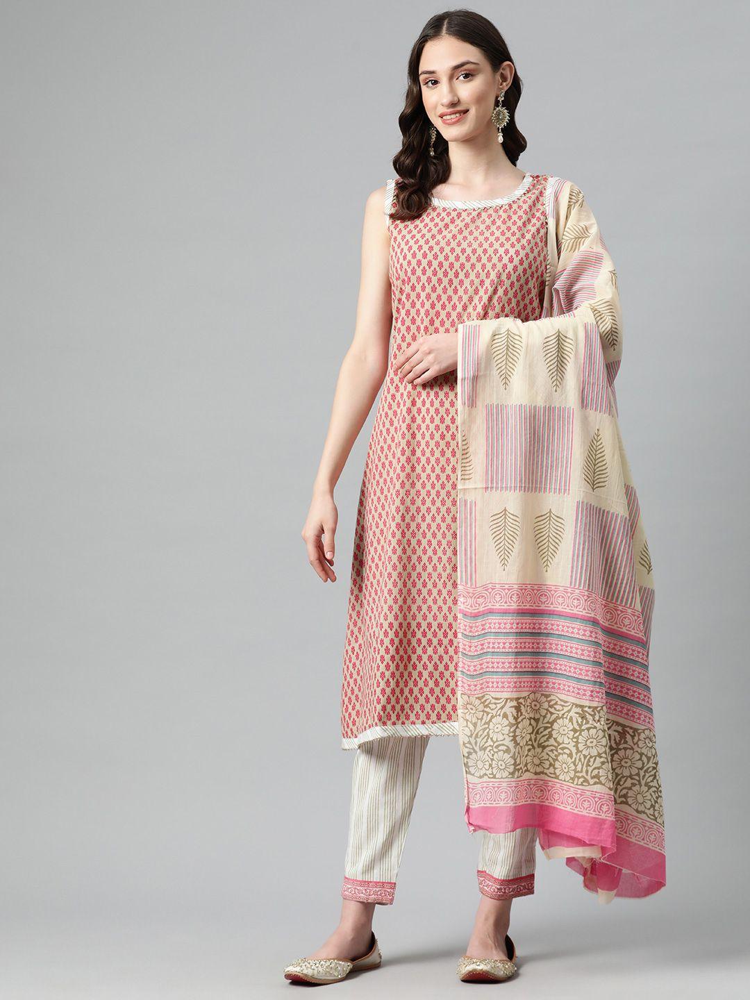 buta buti printed pure cotton unstitched dress material