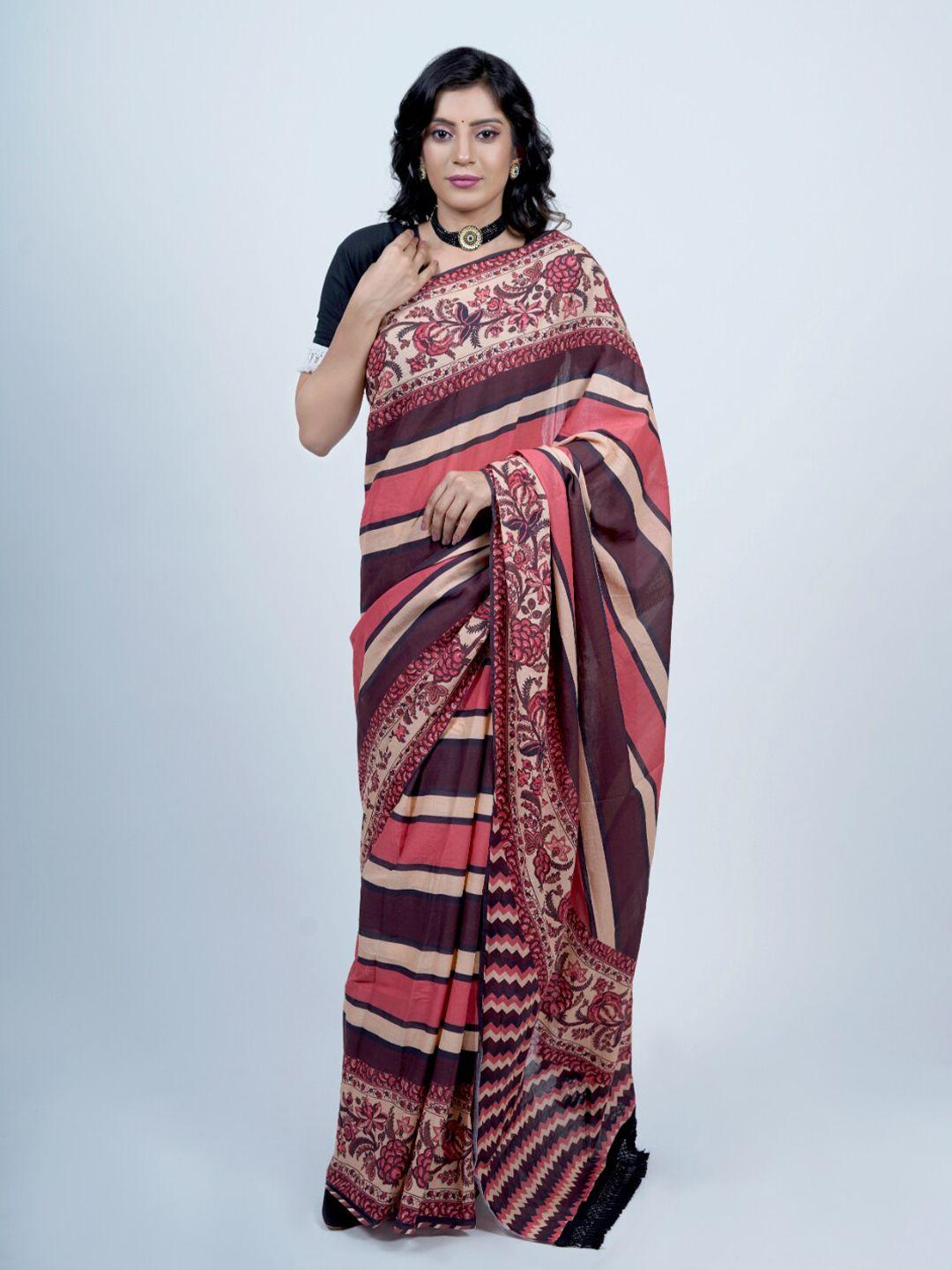 buta buti striped pure cotton saree