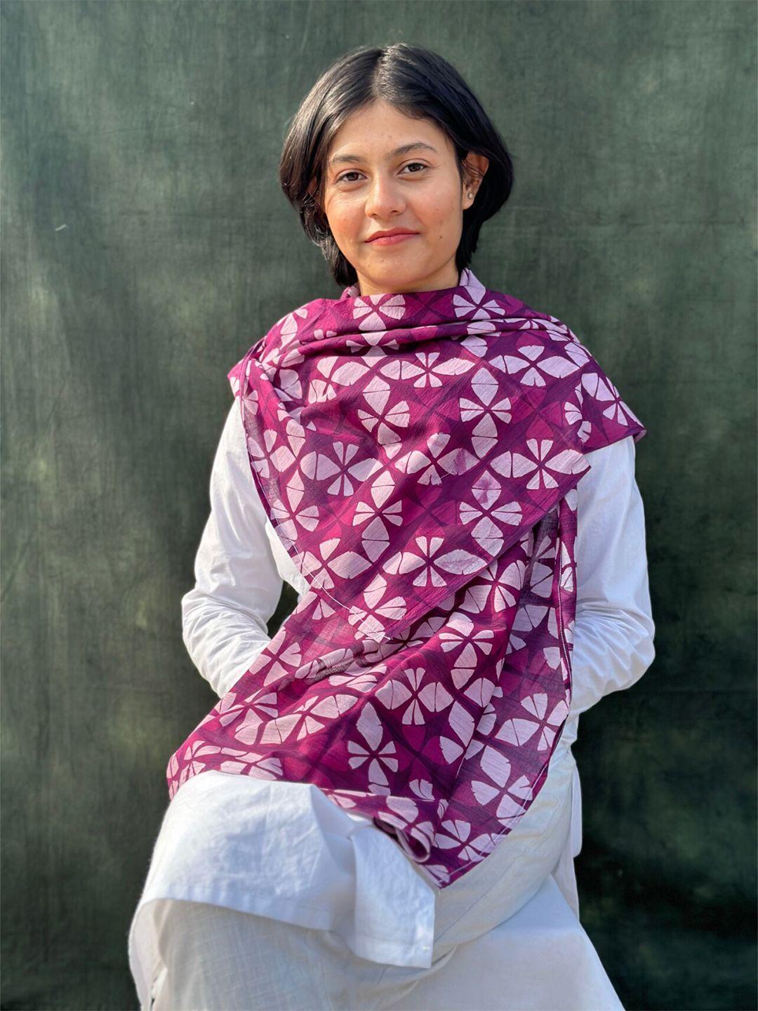 buta buti tie & dye printed cotton scarf