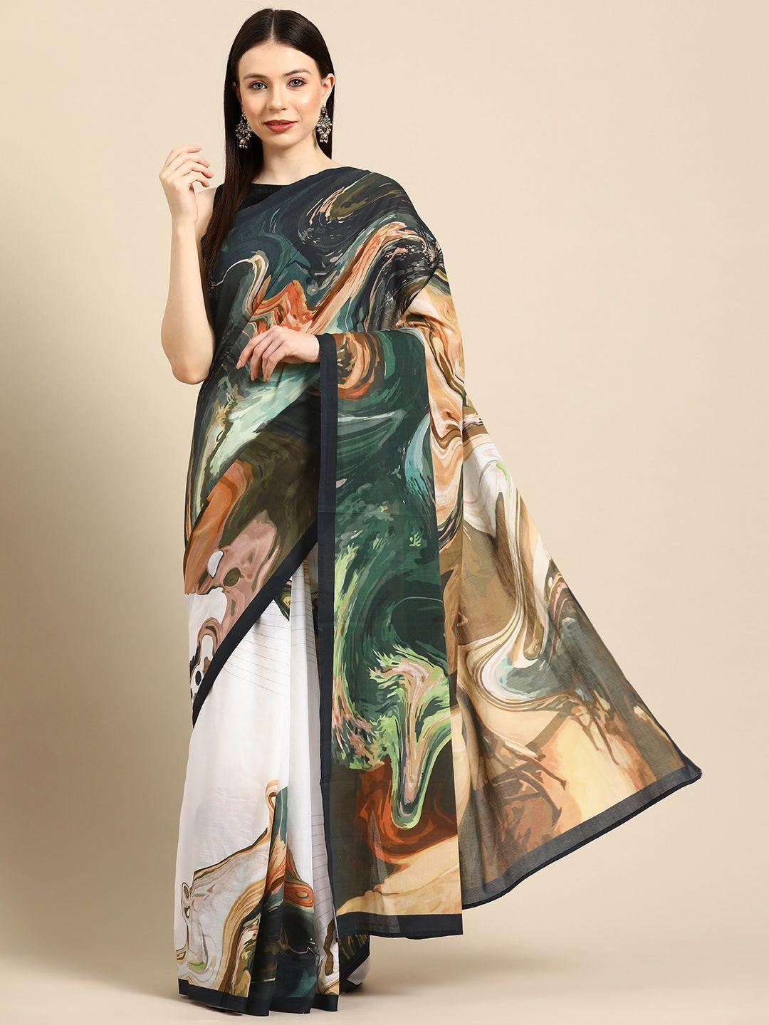 buta buti abstract printed pure cotton saree