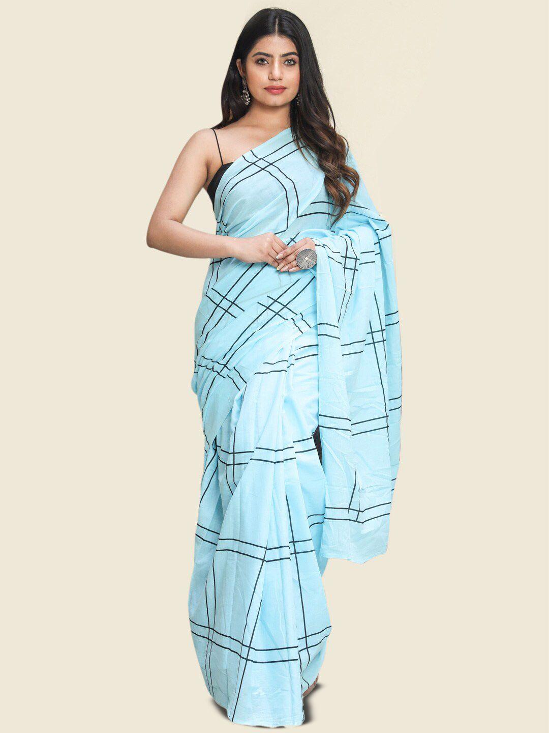 buta buti checked pure cotton saree