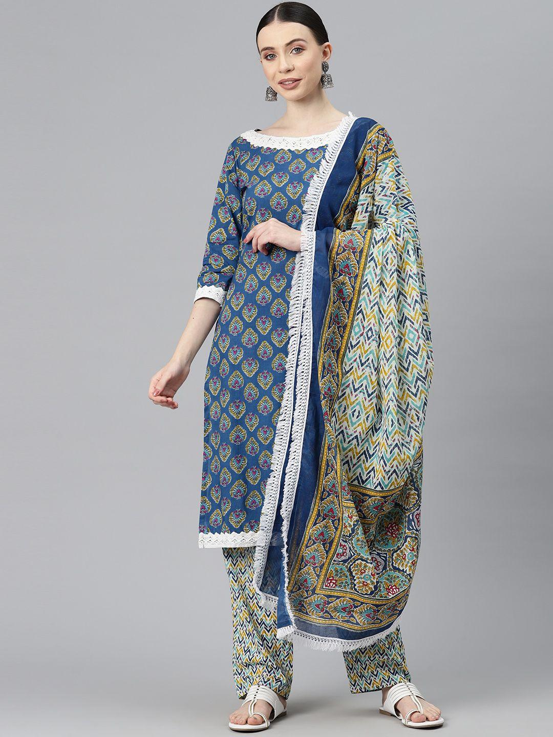 buta buti ethnic motifs printed pure cotton unstitched dress material