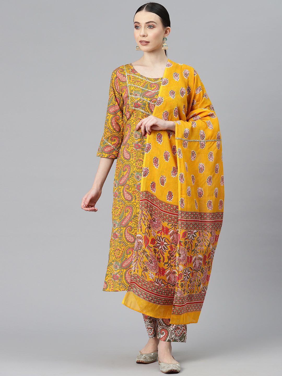 buta buti ethnic motifs printed pure cotton unstitched dress material