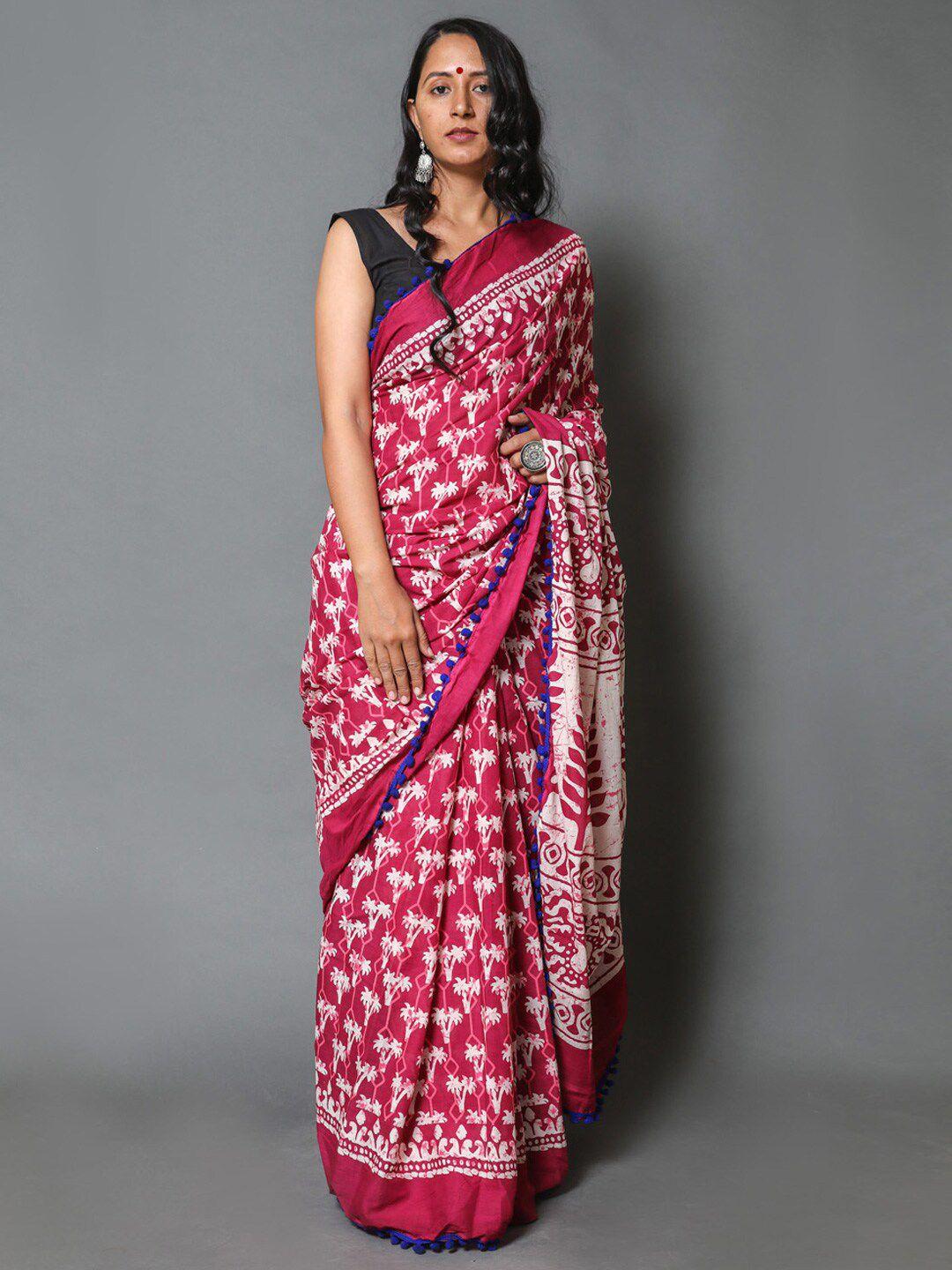 buta buti floral printed pure cotton saree