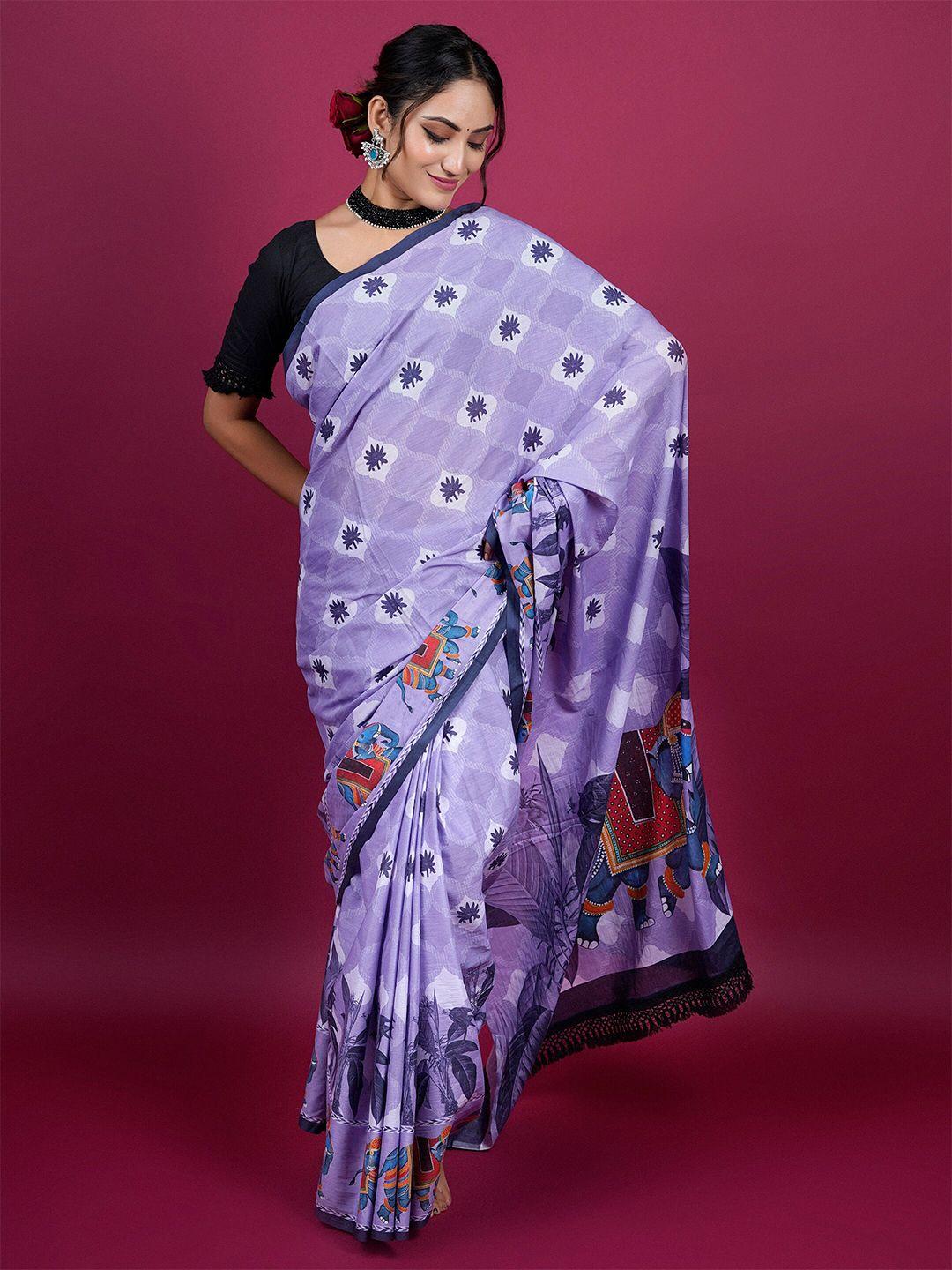 buta buti floral printed pure cotton saree