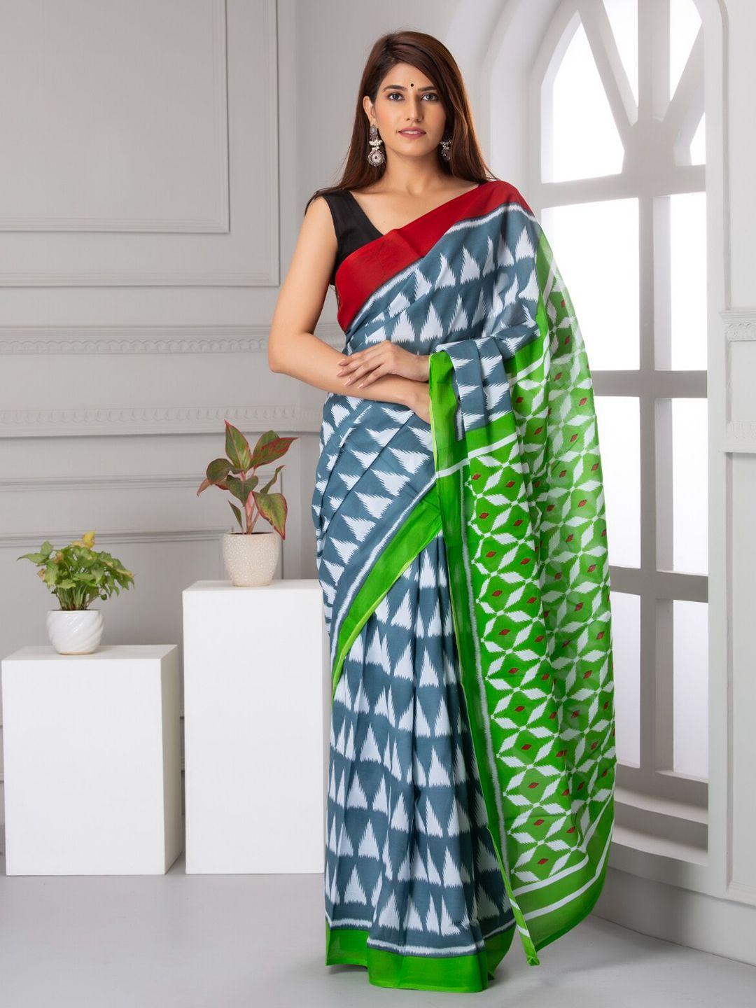 buta buti geometric printed pure cotton saree