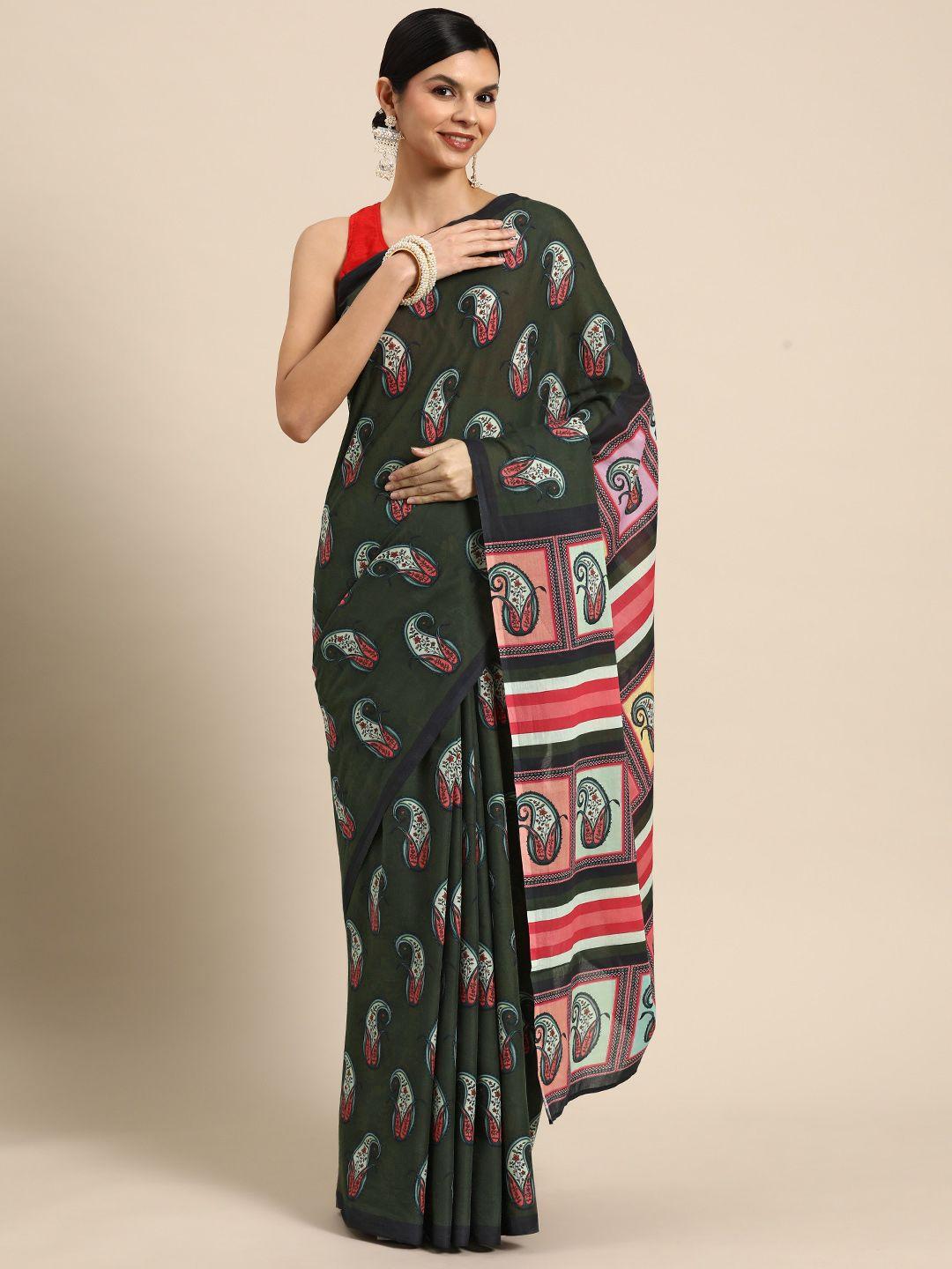 buta buti paisley printed pure cotton saree