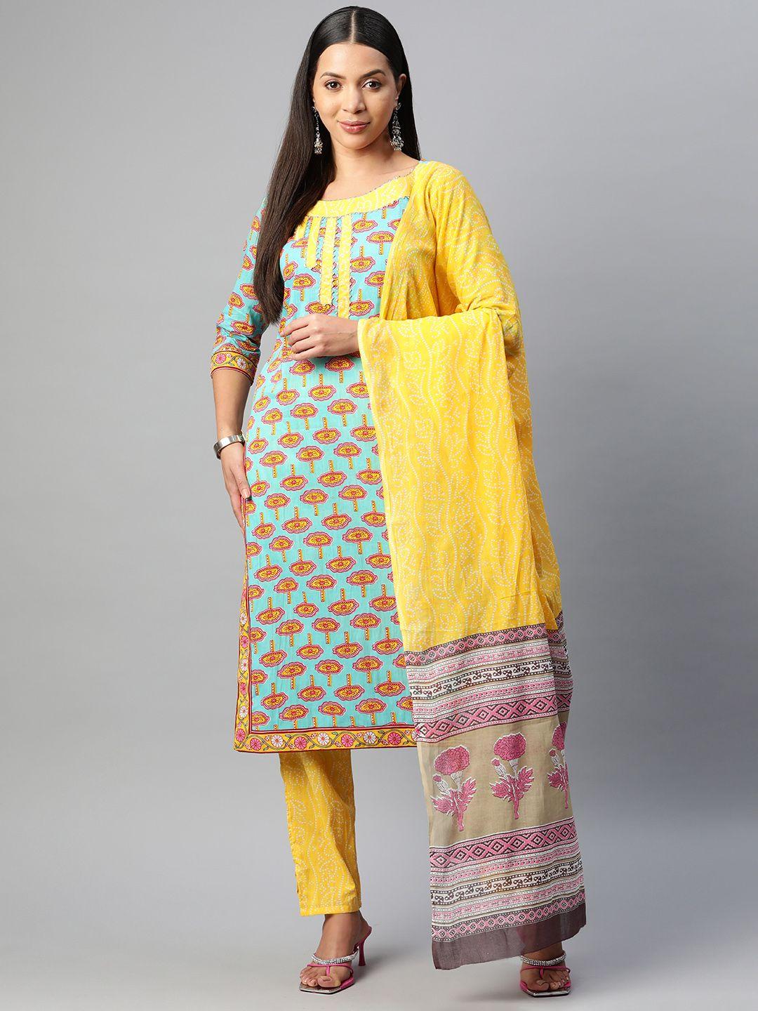 buta buti printed pure cotton unstitched dress material