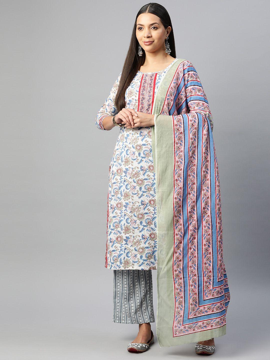 buta buti printed pure cotton unstitched dress material