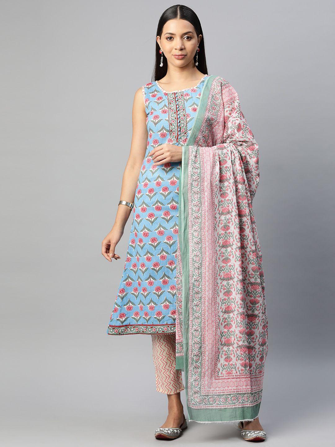 buta buti printed pure cotton unstitched dress material