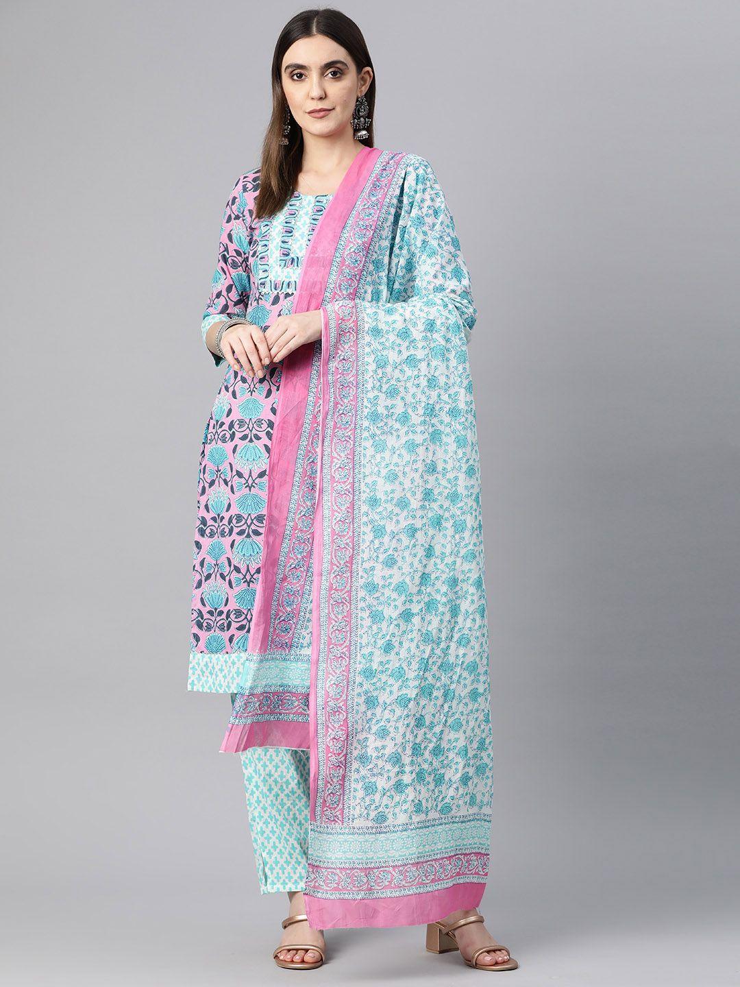 buta buti printed pure cotton unstitched dress material