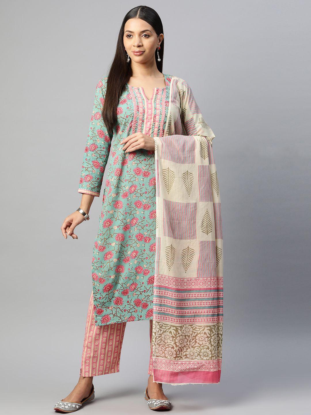 buta buti printed pure cotton unstitched dress material