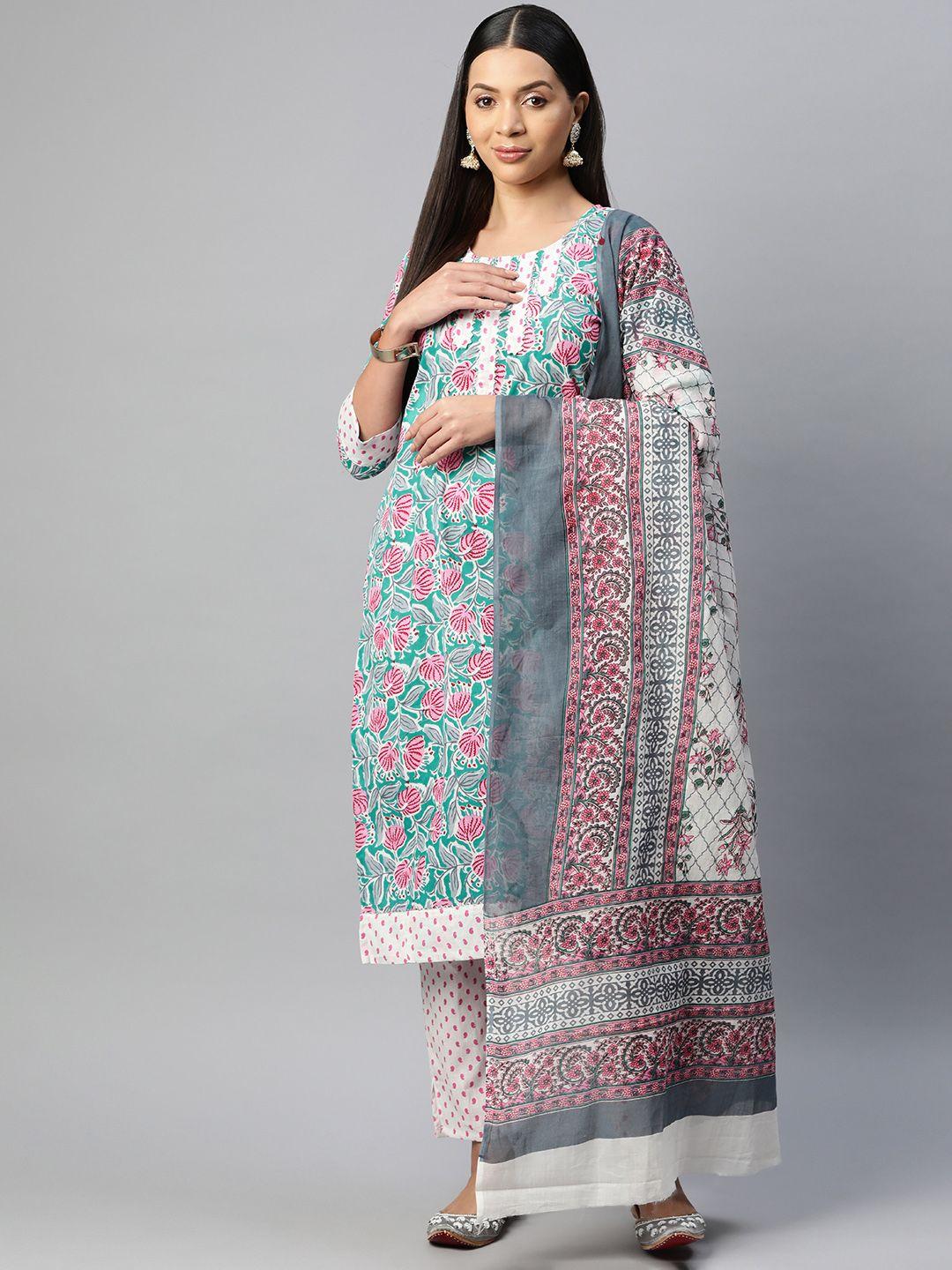 buta buti printed pure cotton unstitched dress material