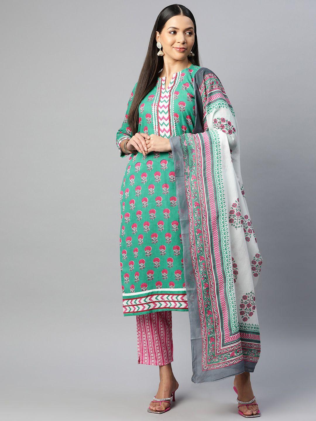 buta buti printed pure cotton unstitched dress material