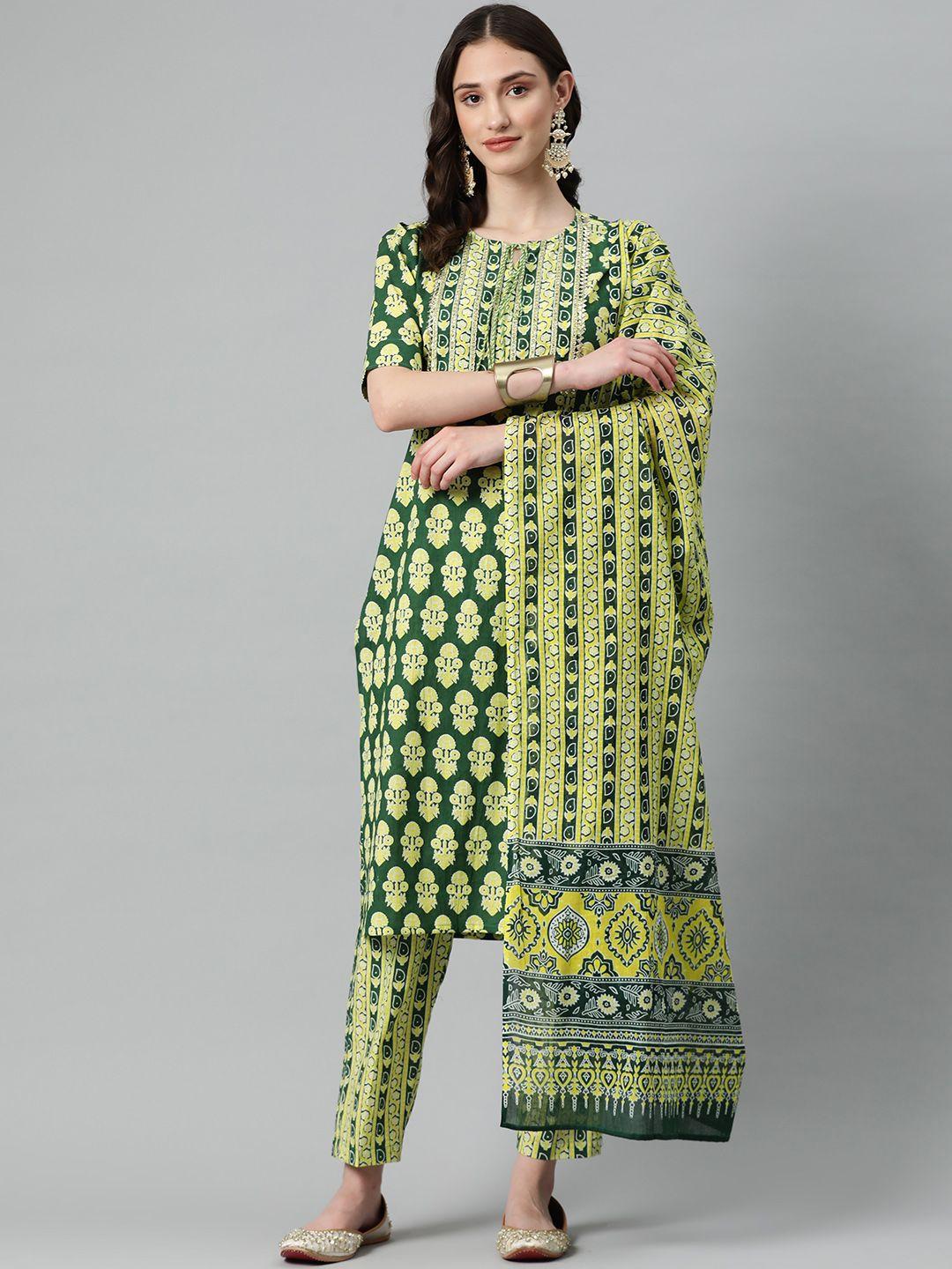 buta buti printed pure cotton unstitched dress material