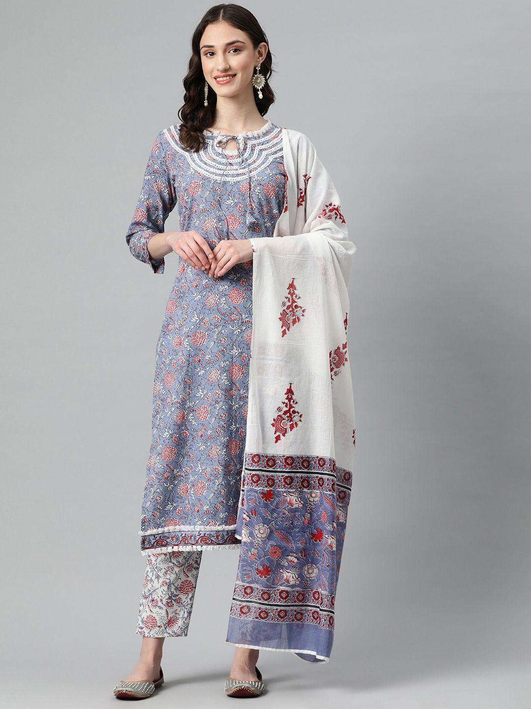 buta buti printed pure cotton unstitched dress material