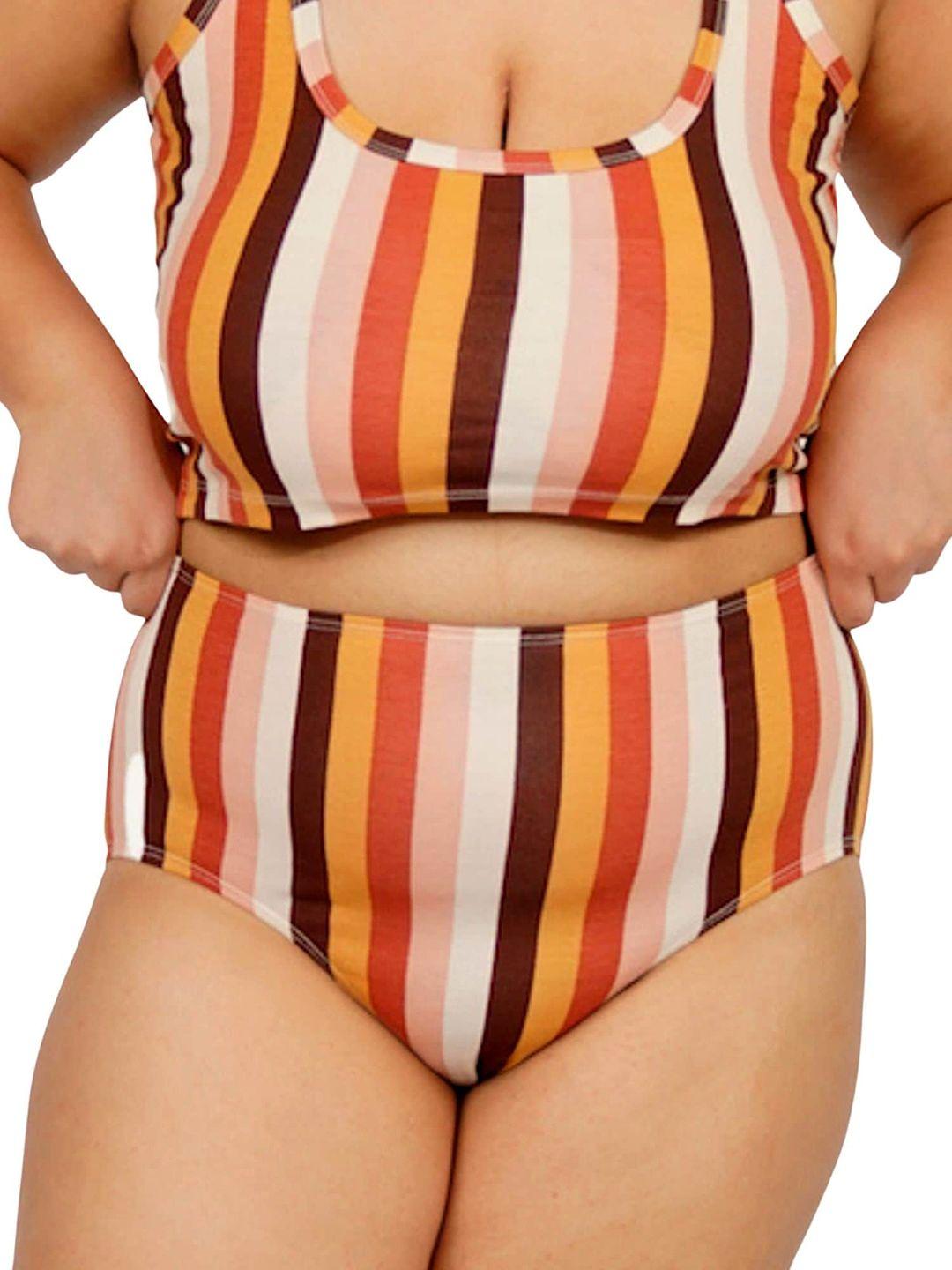 butt-chique striped high rise basic briefs