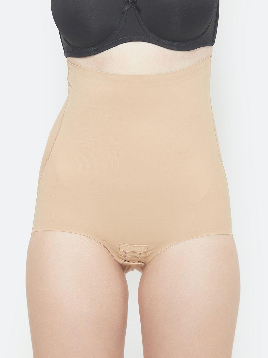 butt-chique women beige solid corset tummy shaper
