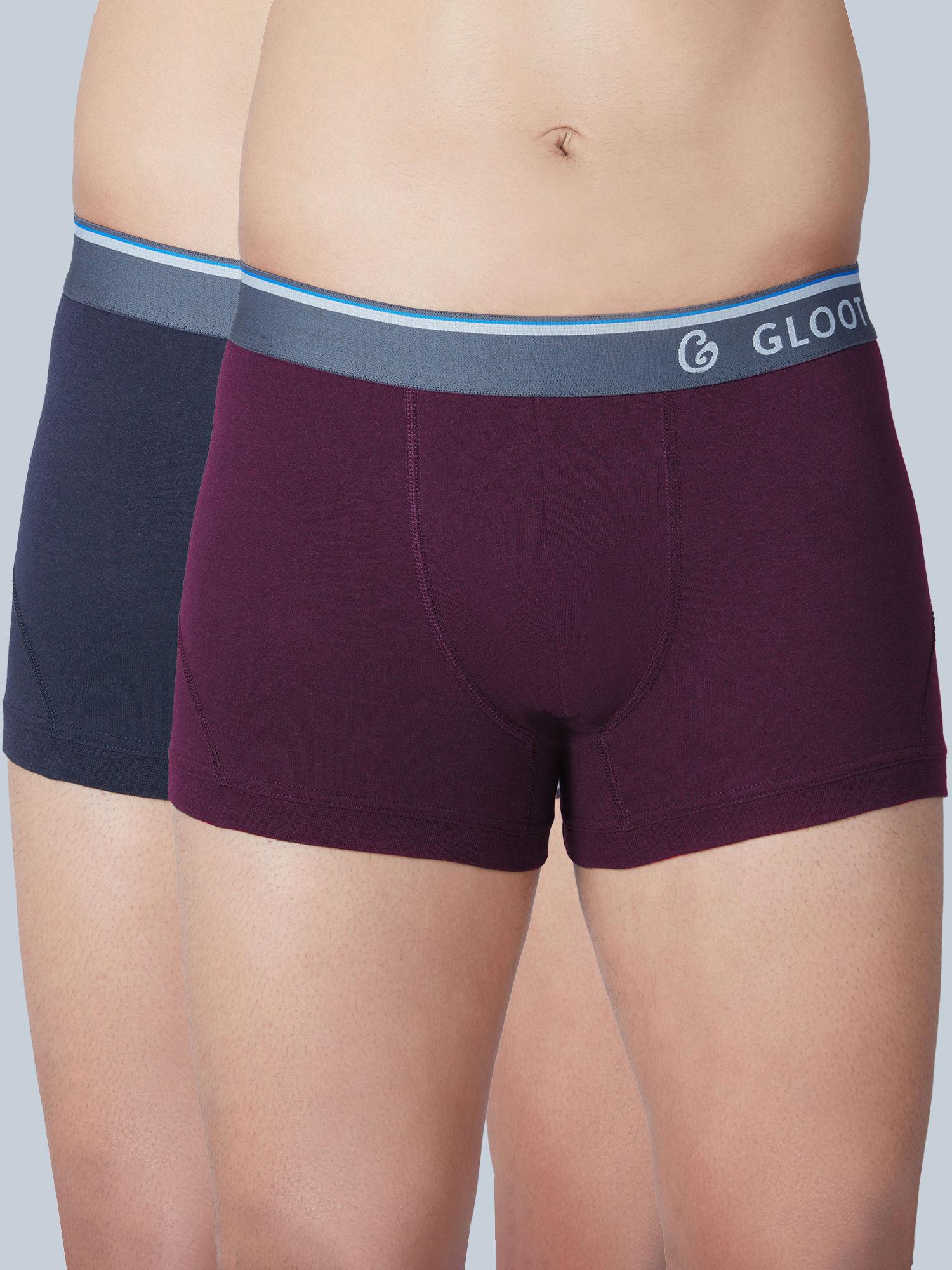 butter blend cotton trunk with no itch elastic and anti odour gli019 multicolor (pack of 2)