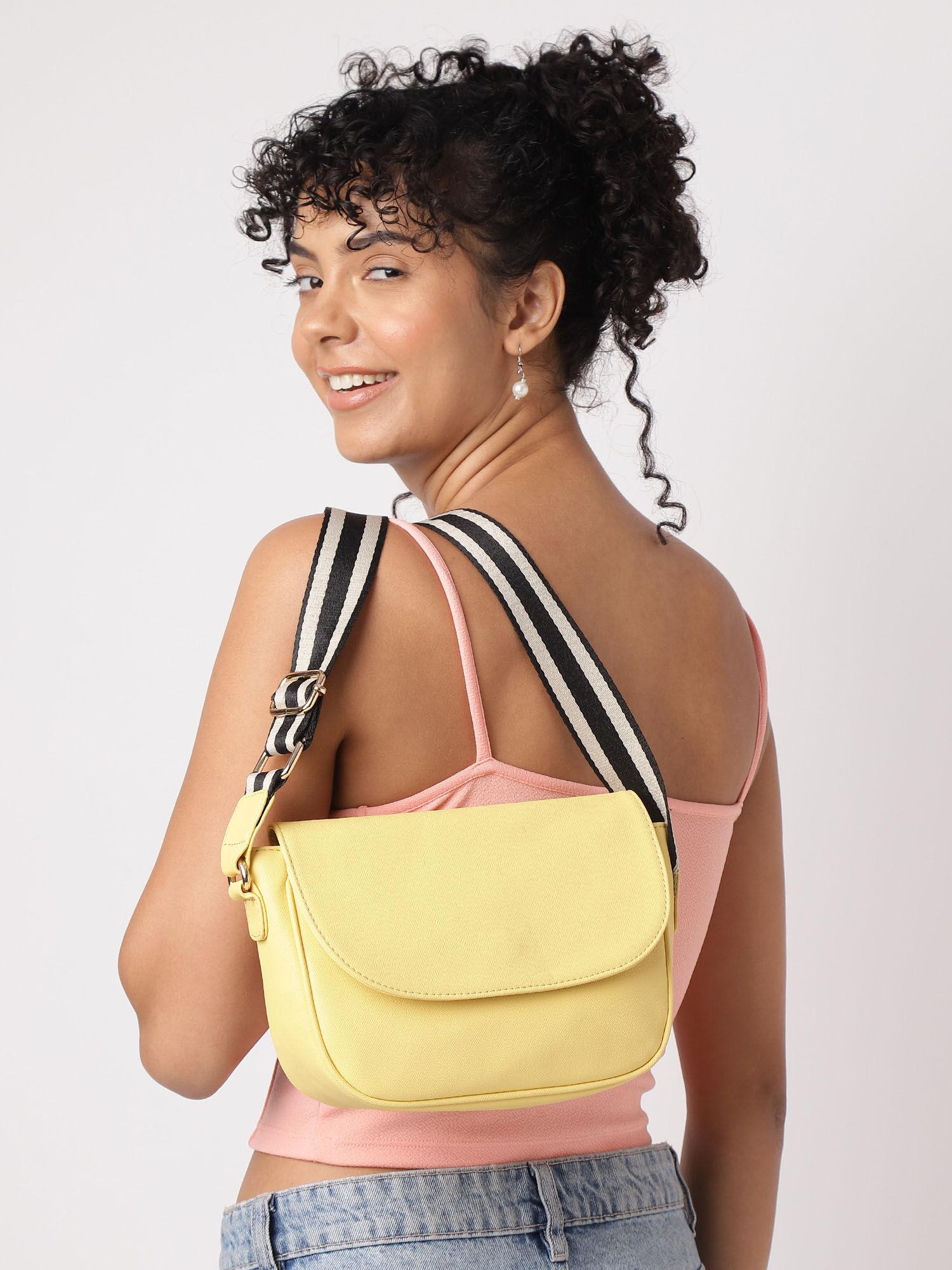 butter yellow casual sling bag for women