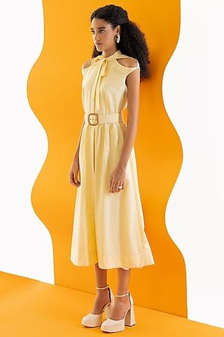 butter yellow cotton gingham shirt dress