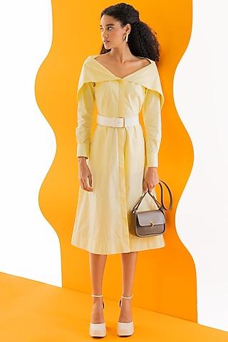 butter yellow cotton poplin shirt dress