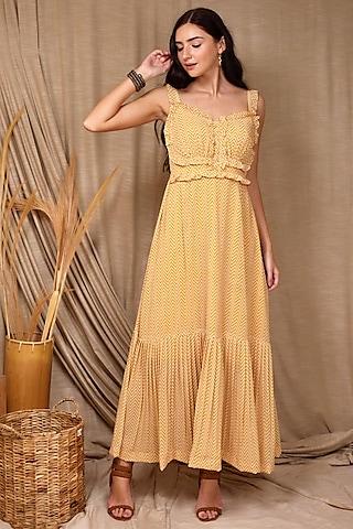 butter yellow viscose georgette dress