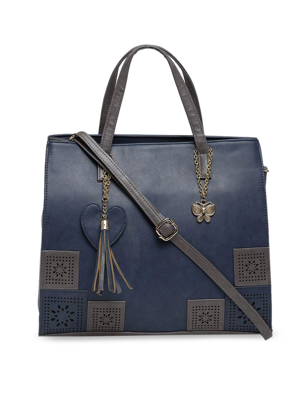 butterflies blue & grey colourblocked shoulder bag