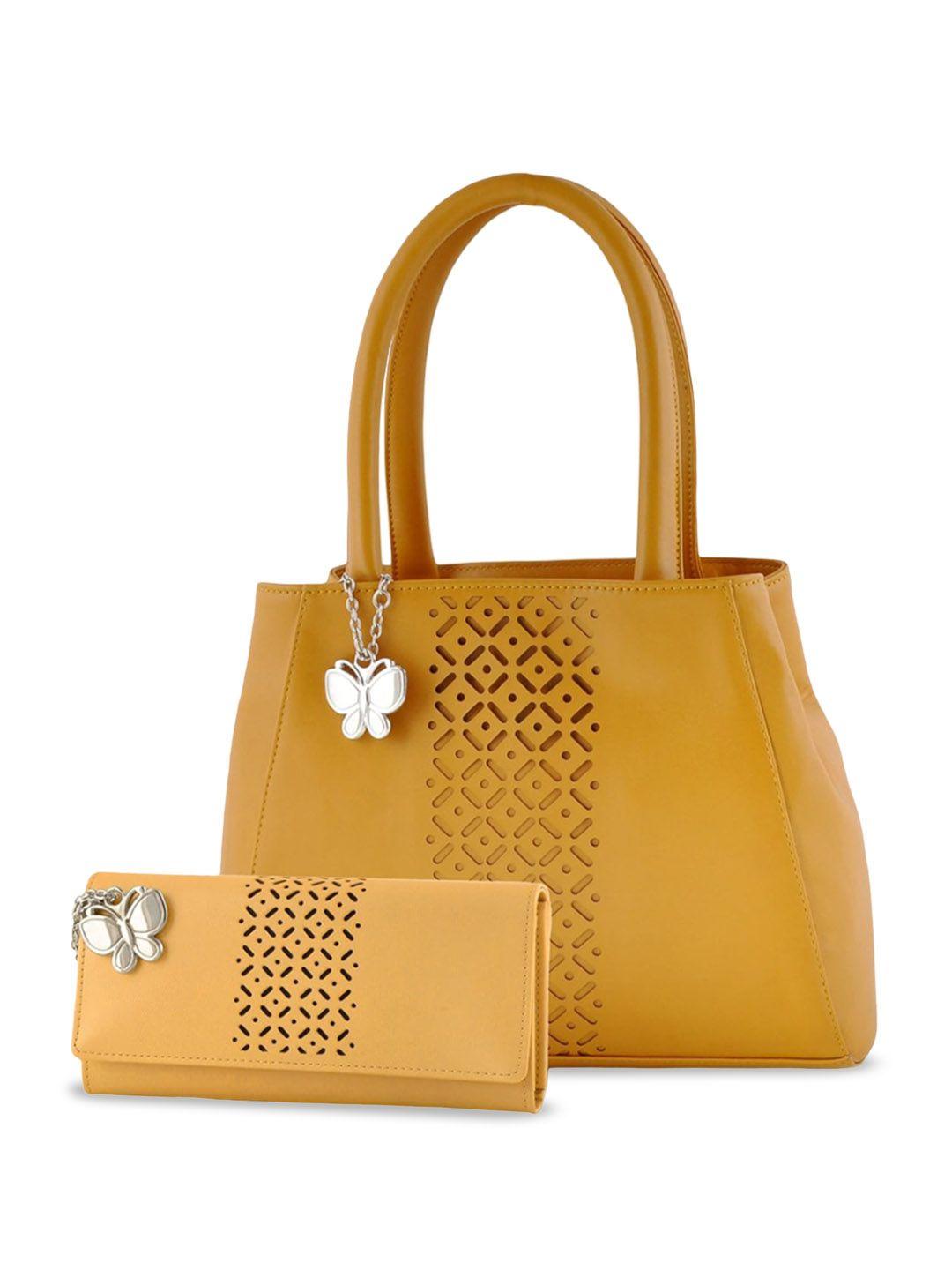 butterflies structured shoulder bag with wallet