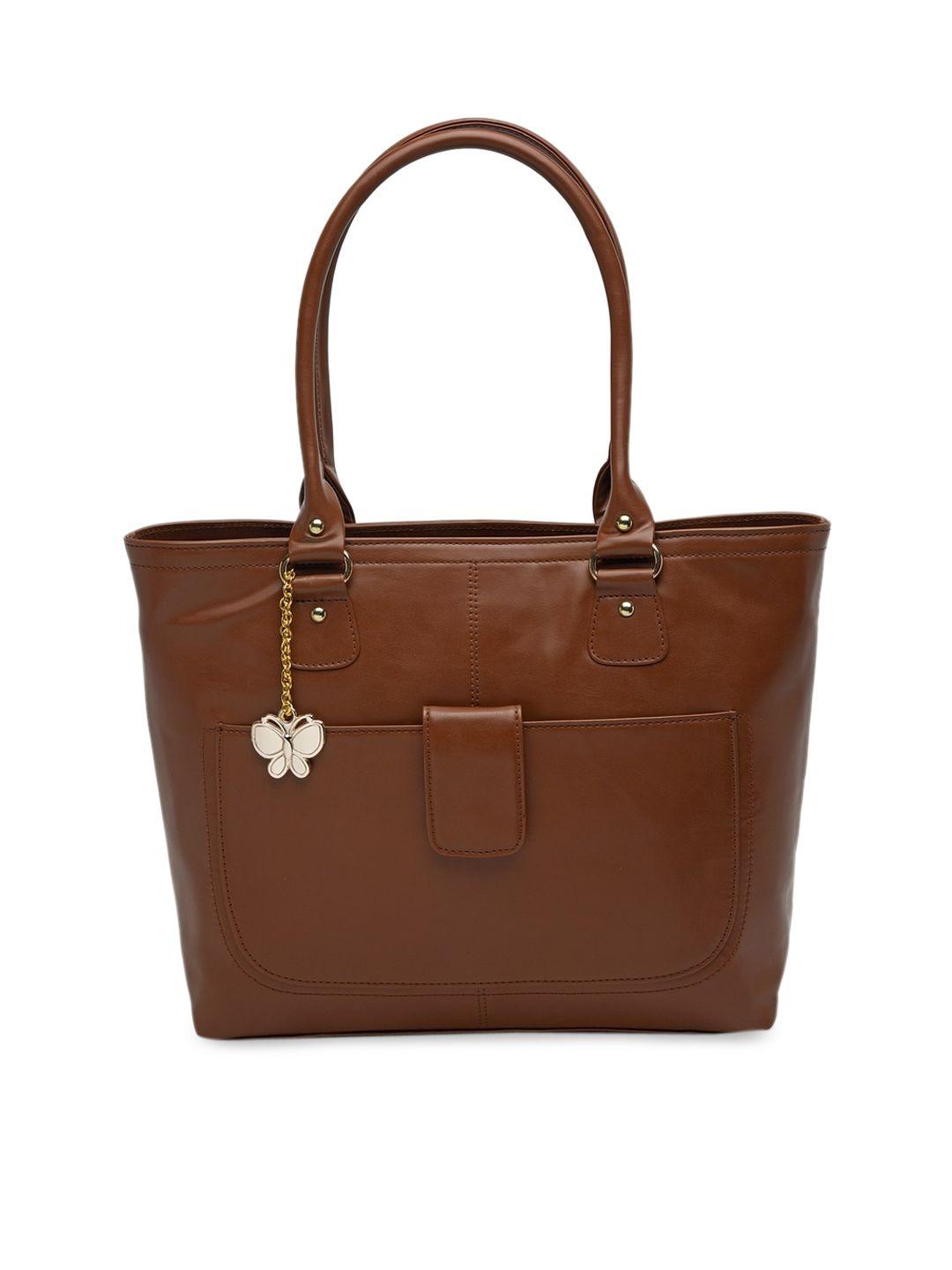 butterflies tan brown solid shoulder bag