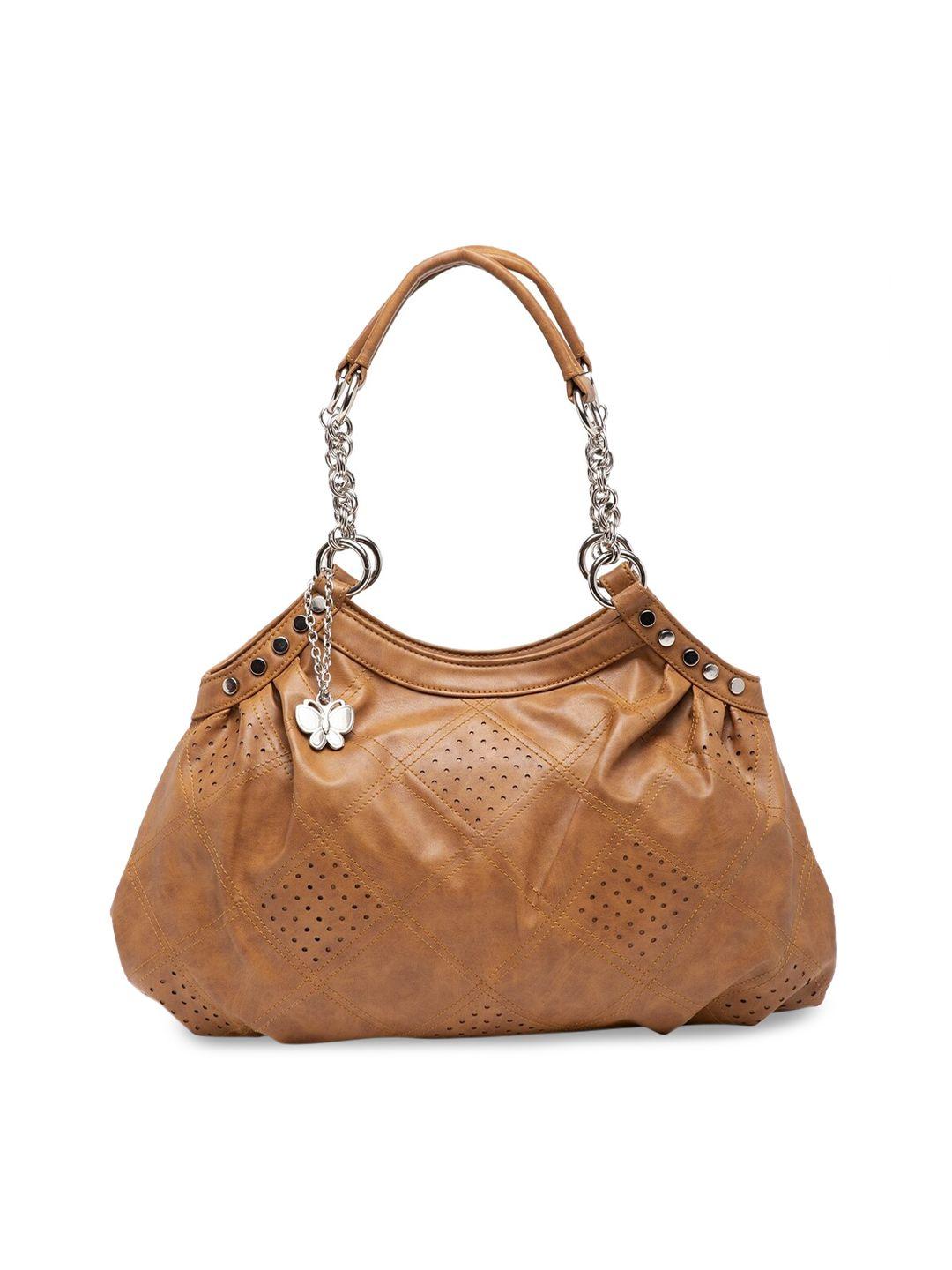 butterflies tan textured handheld bag