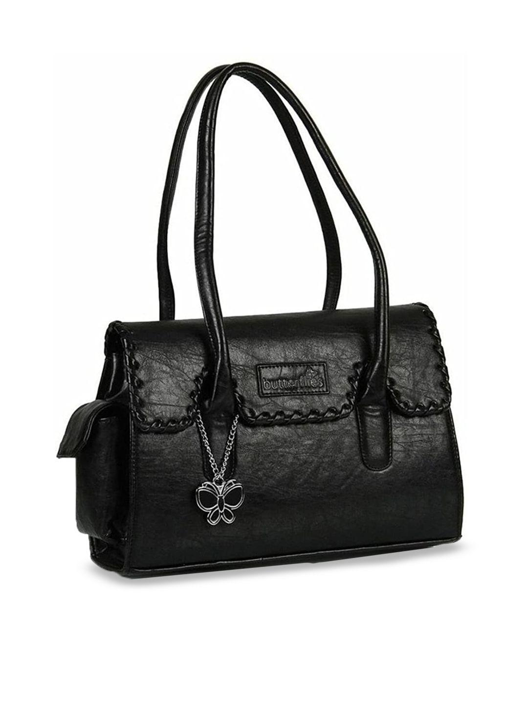 butterflies textured structured shoulder bag