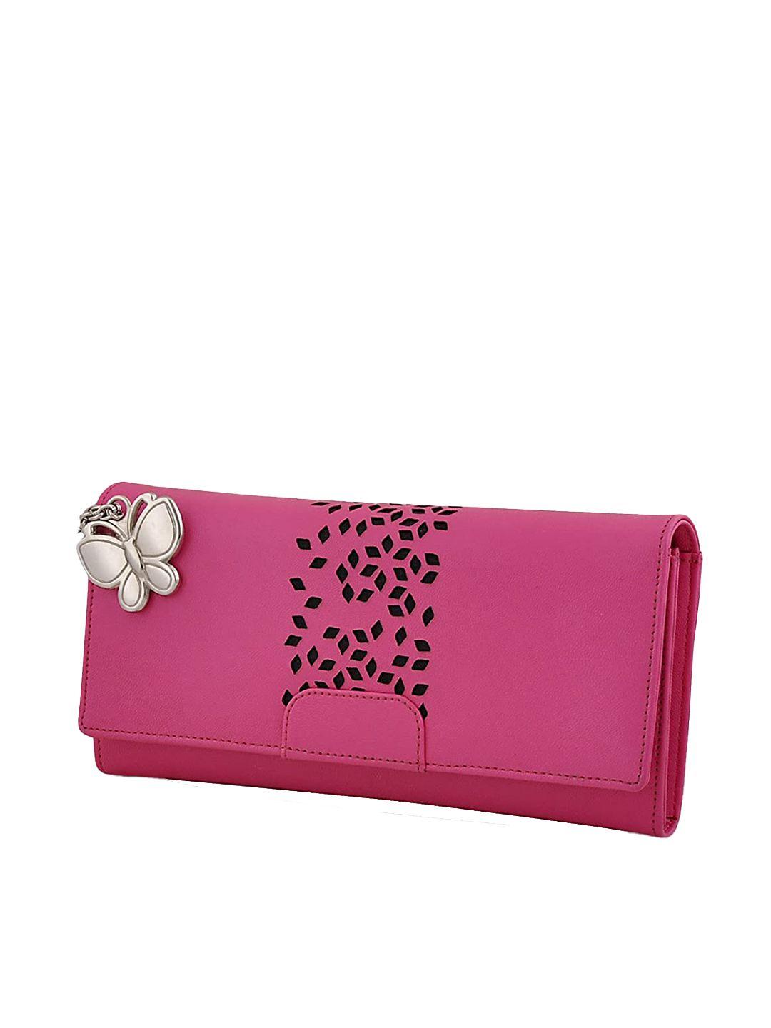 butterflies women textured pu two fold wallet