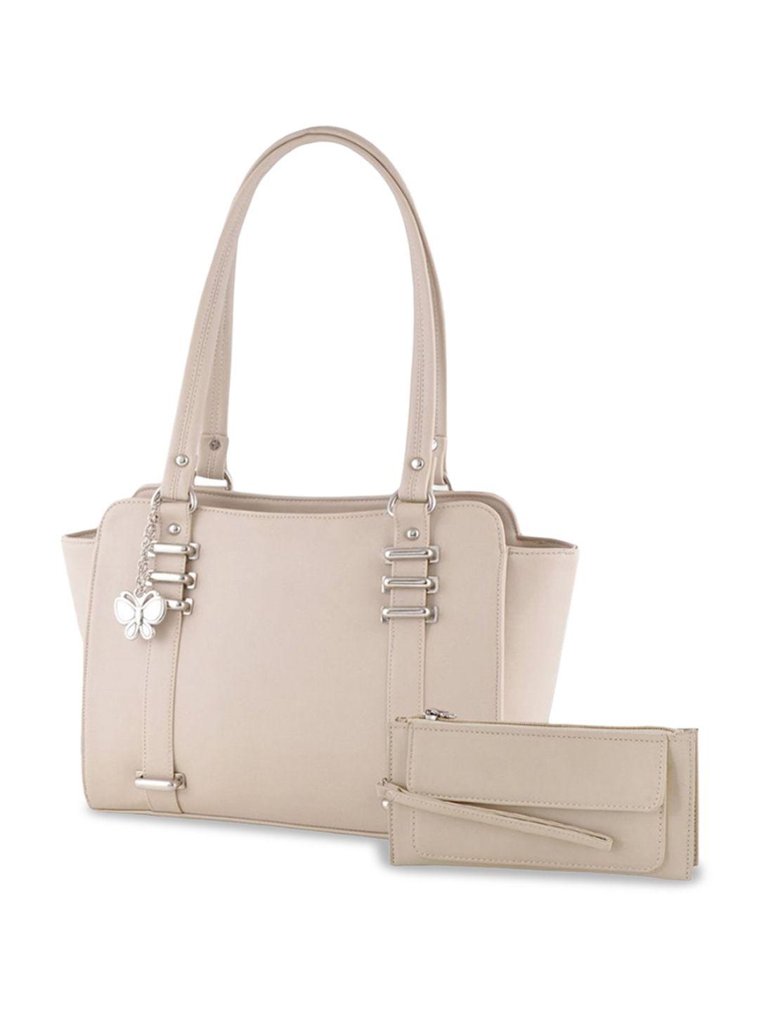 butterflies zip detail pu structured shoulder bag & pouch