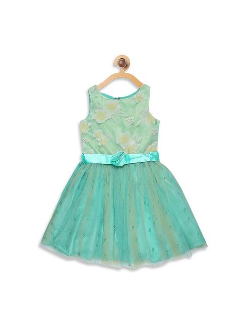 butterfly blush kids light green & turquoise embellished party dresses