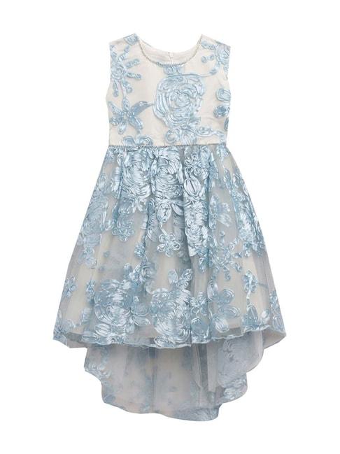 butterfly blush kids white & blue applique dress