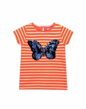 butterfly embellished round-neck t-shirt