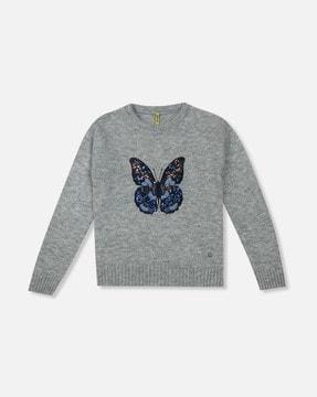 butterfly embellished sweatshirt