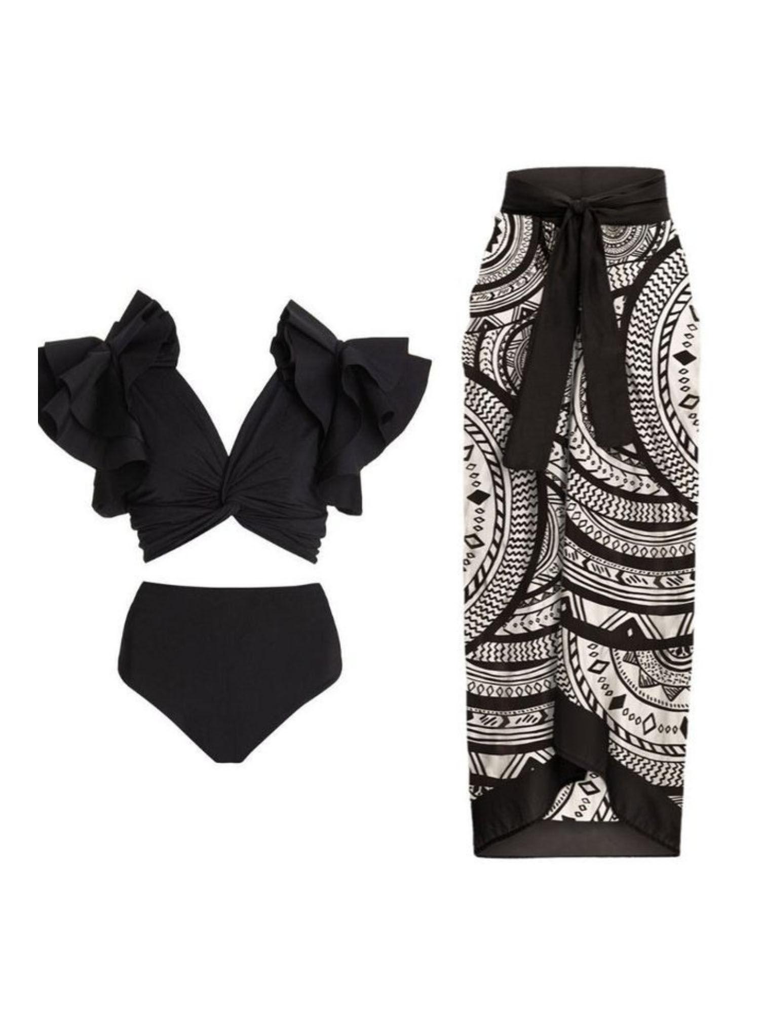 butterfly black swimwear (set of 3)