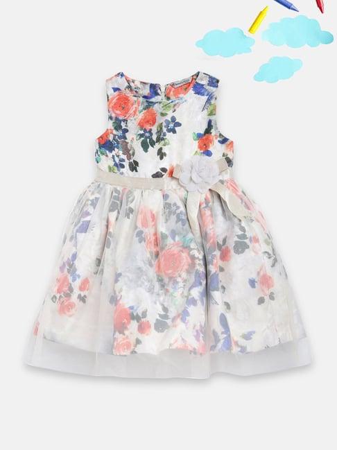 butterfly blush kids off white floral print party dresses