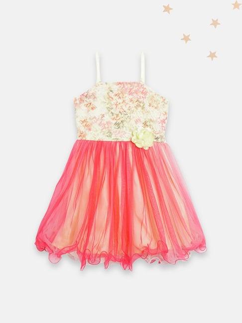 butterfly blush kids yellow & red embroidered party dresses