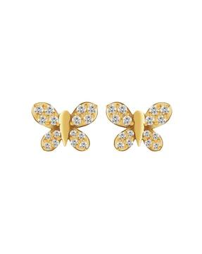 butterfly-design yellow gold stud earrings
