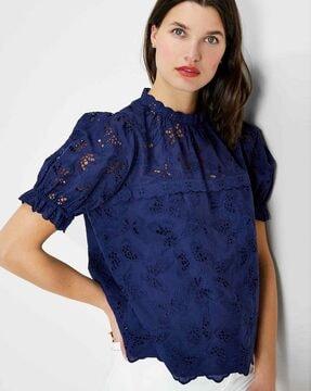 butterfly eyelet schiffli embroidered top