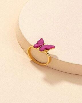 butterfly gold-plated cocktail ring